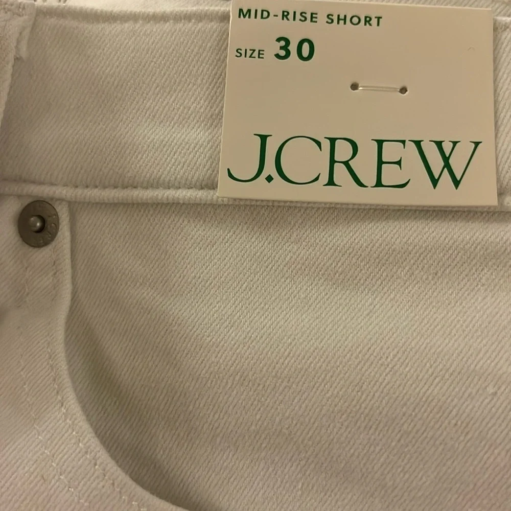 J.Crew Mid-Rise Denim Short In White 30X4” Stretch Raw Hem Cuff Resort Vacation